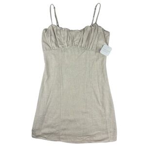 Altar’d State Norah Mini Dress Ruched Linen Natural Size M